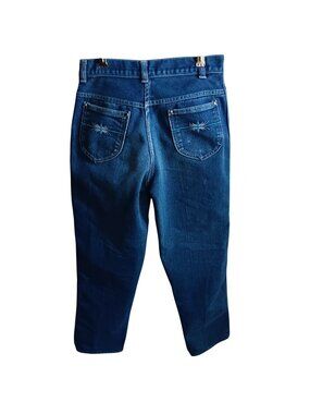 Girls Jeans 14 26x26 Vintage 1980's DISCO POCKET RAYON DENIM STRAIGHT FASHION